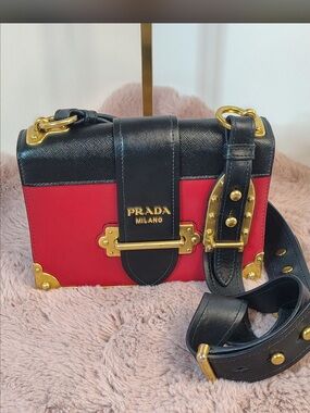 PRADA Saffiano-Trimmed City Calf Cahier Bag